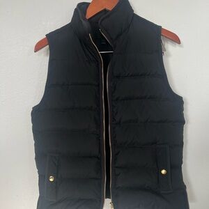 Black Puffer Vest with Gold Accents